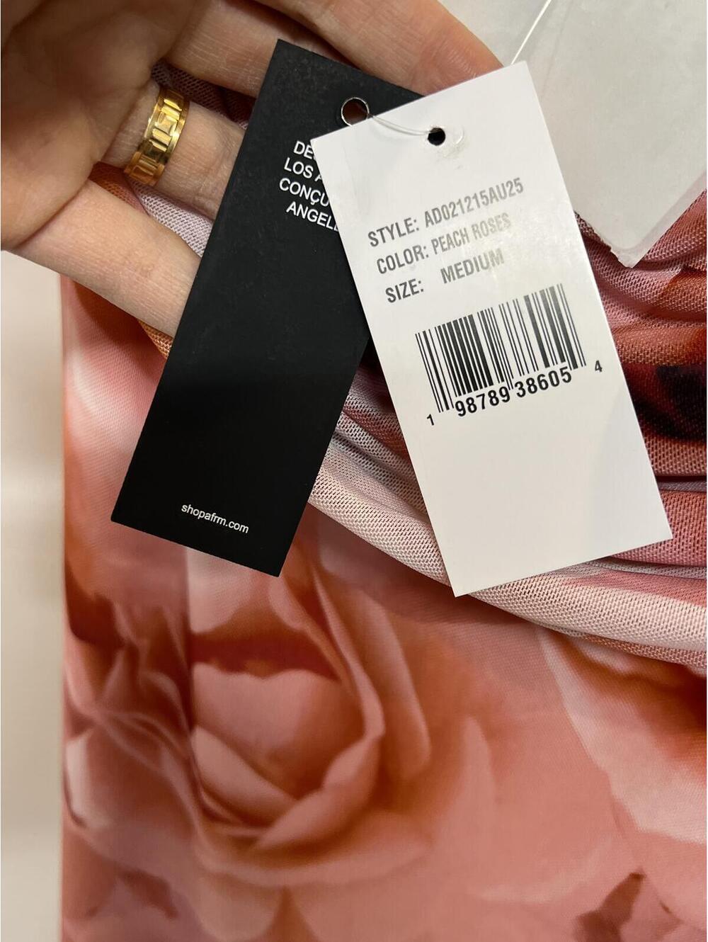 AFRM Thelma Dress in Peach Roses - Picture 5 of 9